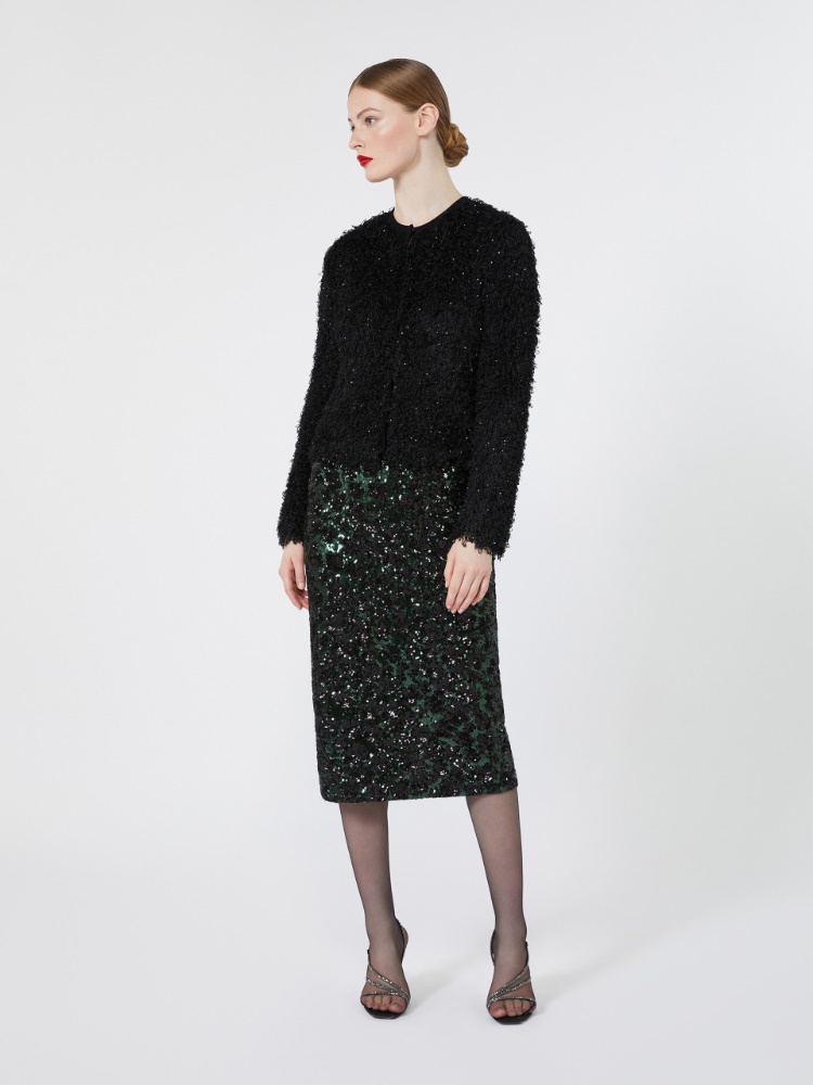 Soft-textured cardigan with sequins - BLACK