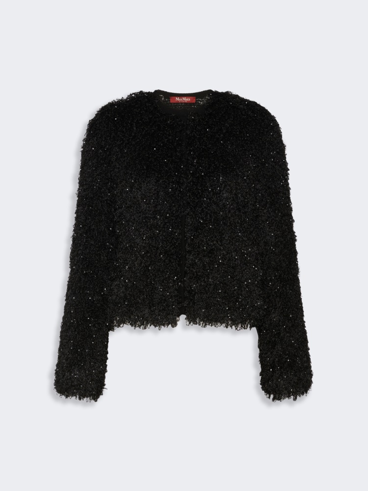 Soft-textured cardigan with sequins - BLACK