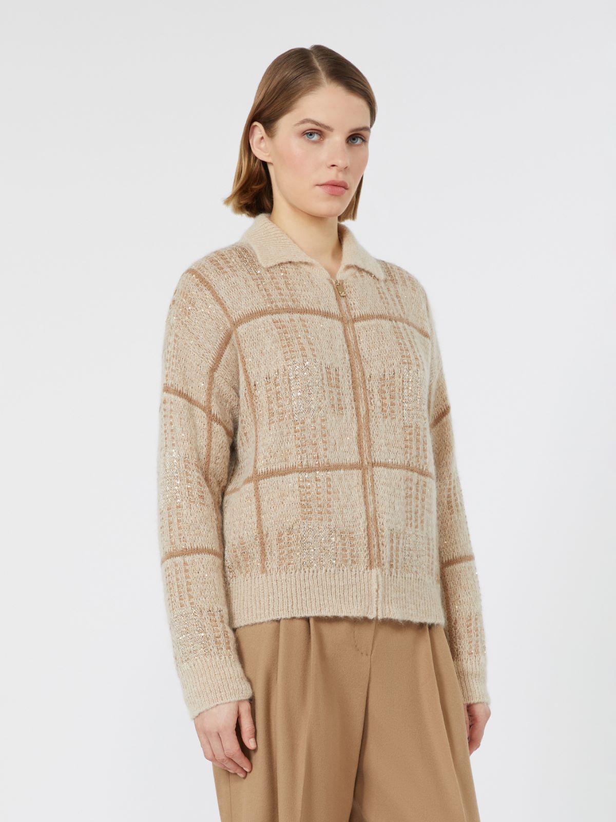 Jacquard wool, mohair and cashmere cardigan - ECRU - Max Mara - 2