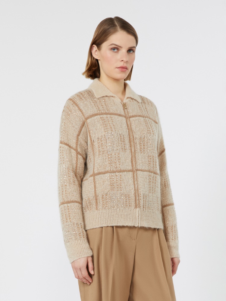 Jacquard wool, mohair and cashmere cardigan - ECRU - Max Mara - 2