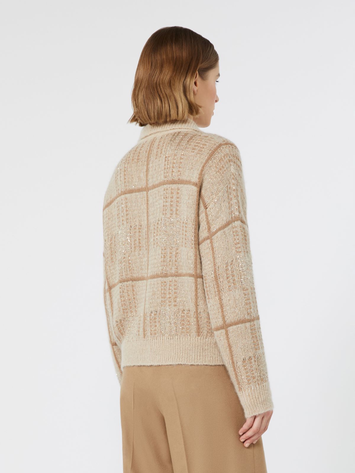 Jacquard wool, mohair and cashmere cardigan - ECRU - Max Mara - 3