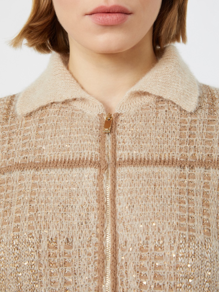 Jacquard wool, mohair and cashmere cardigan - ECRU - Max Mara - 4