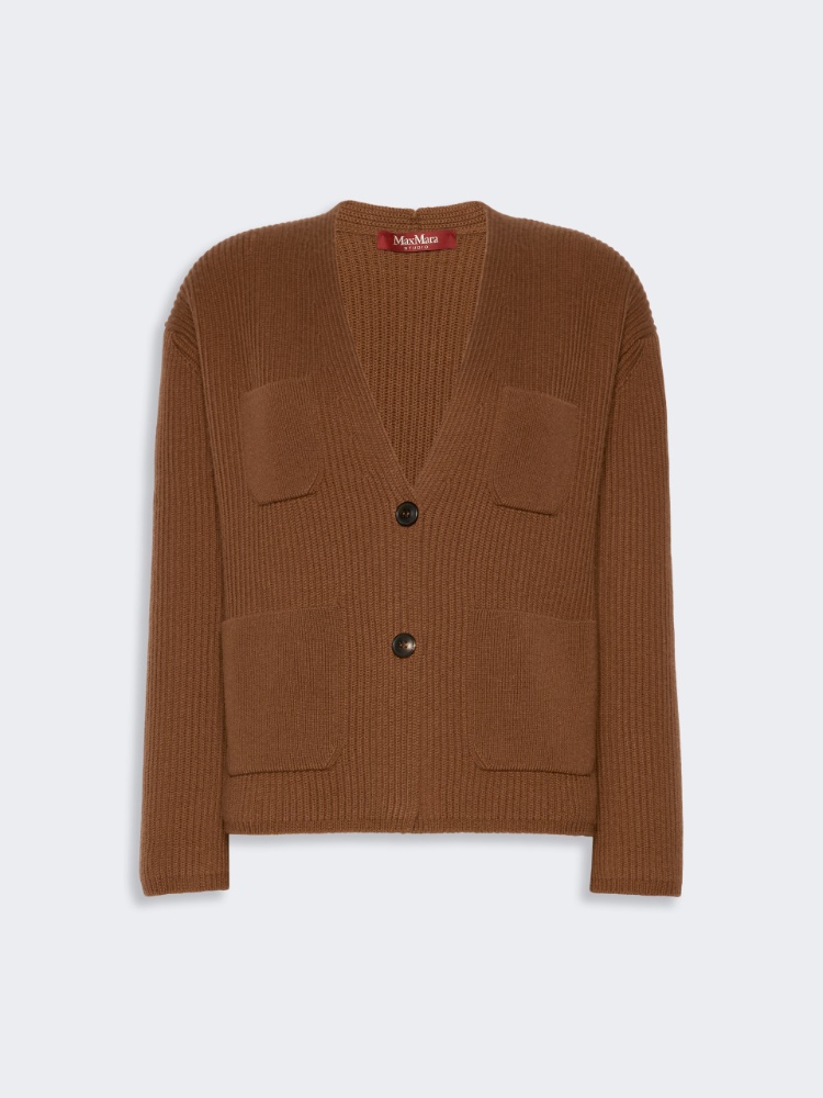 Wool and cashmere cardigan - TOBACCO
