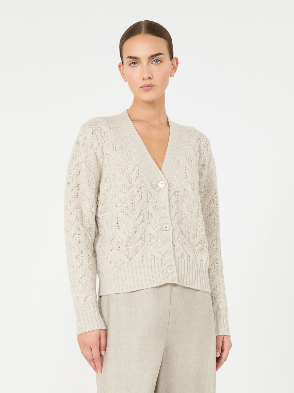 Wool and cashmere cardigan - BEIGE - Max Mara - 2