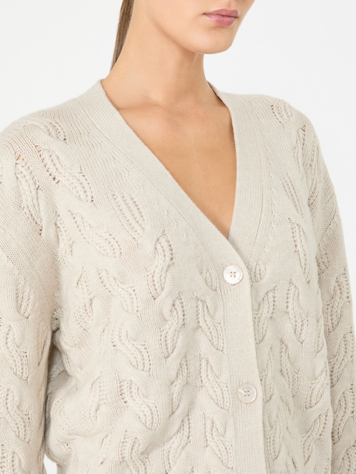 Wool and cashmere cardigan - BEIGE - Max Mara - 4
