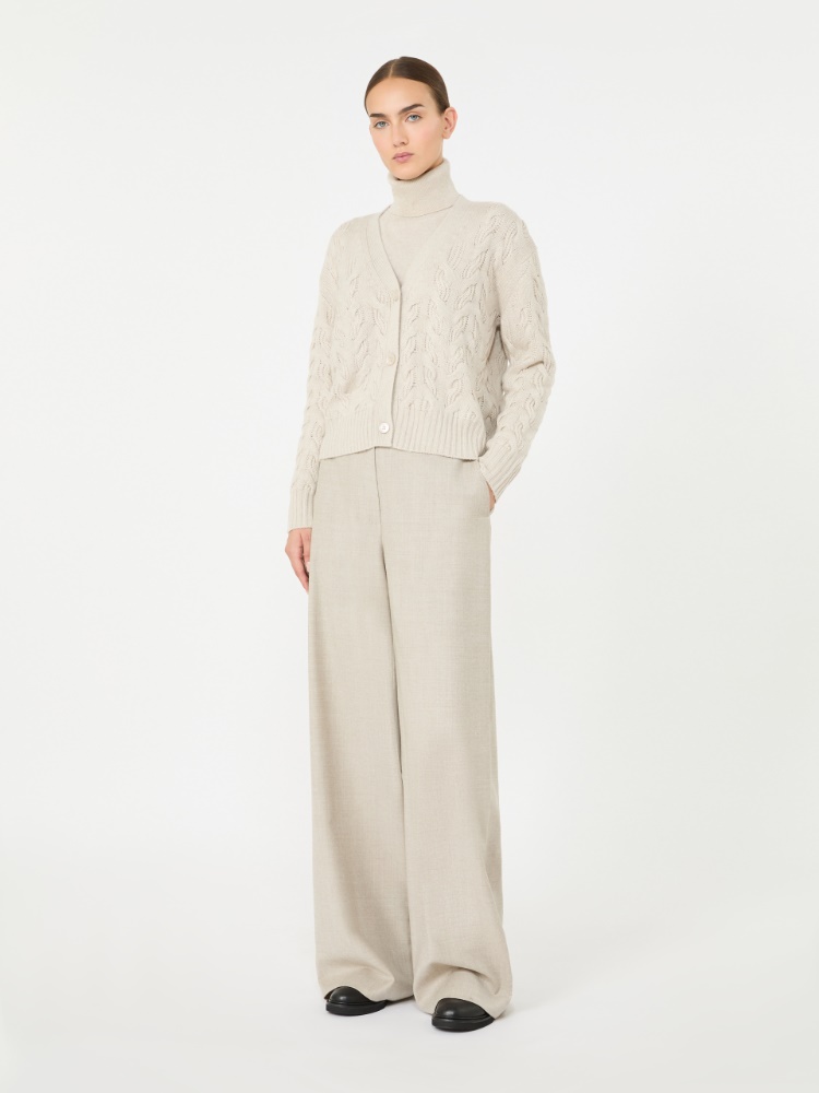 Wool and cashmere cardigan - BEIGE