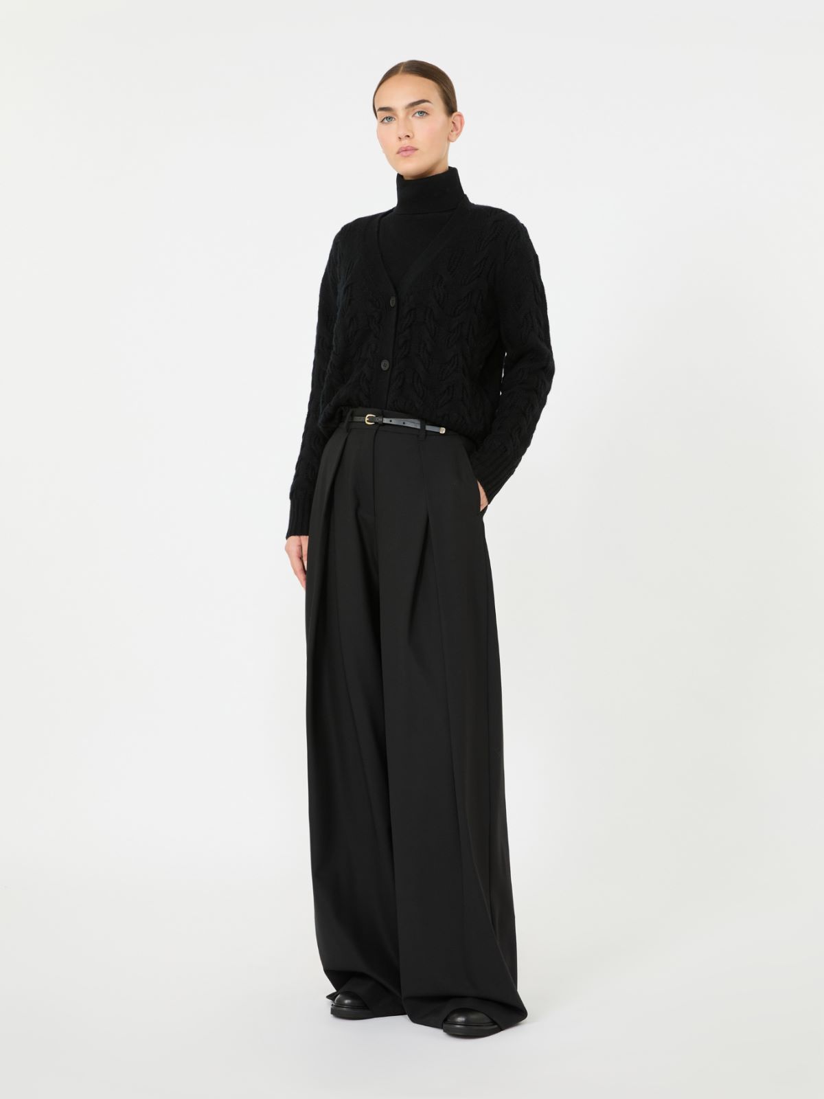 Wool and cashmere cardigan - BLACK