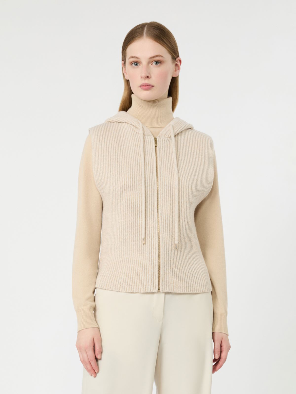Wool and cashmere hooded gilet - BEIGE - Max Mara - 2