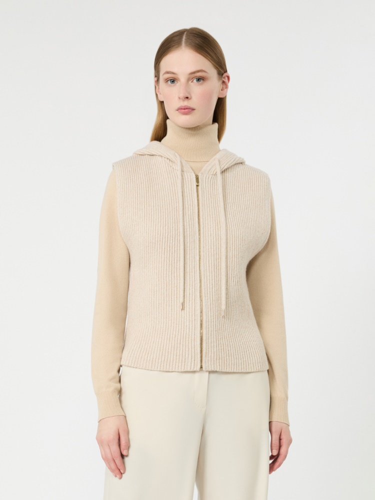 Wool and cashmere hooded gilet - BEIGE - Max Mara - 2
