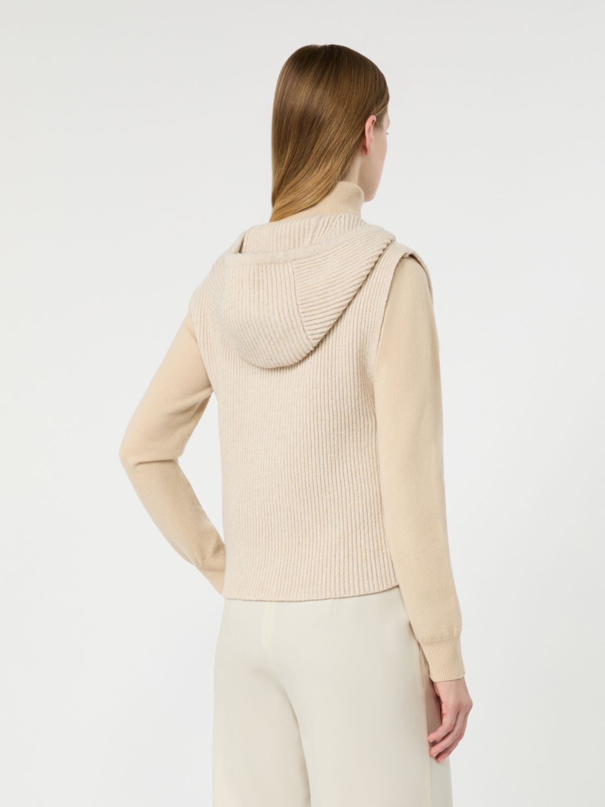 Wool and cashmere hooded gilet - BEIGE - Max Mara - 3