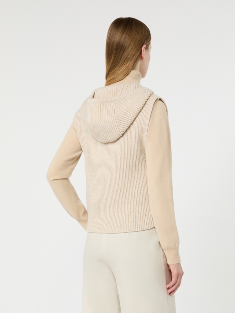 Wool and cashmere hooded gilet - BEIGE - Max Mara - 3