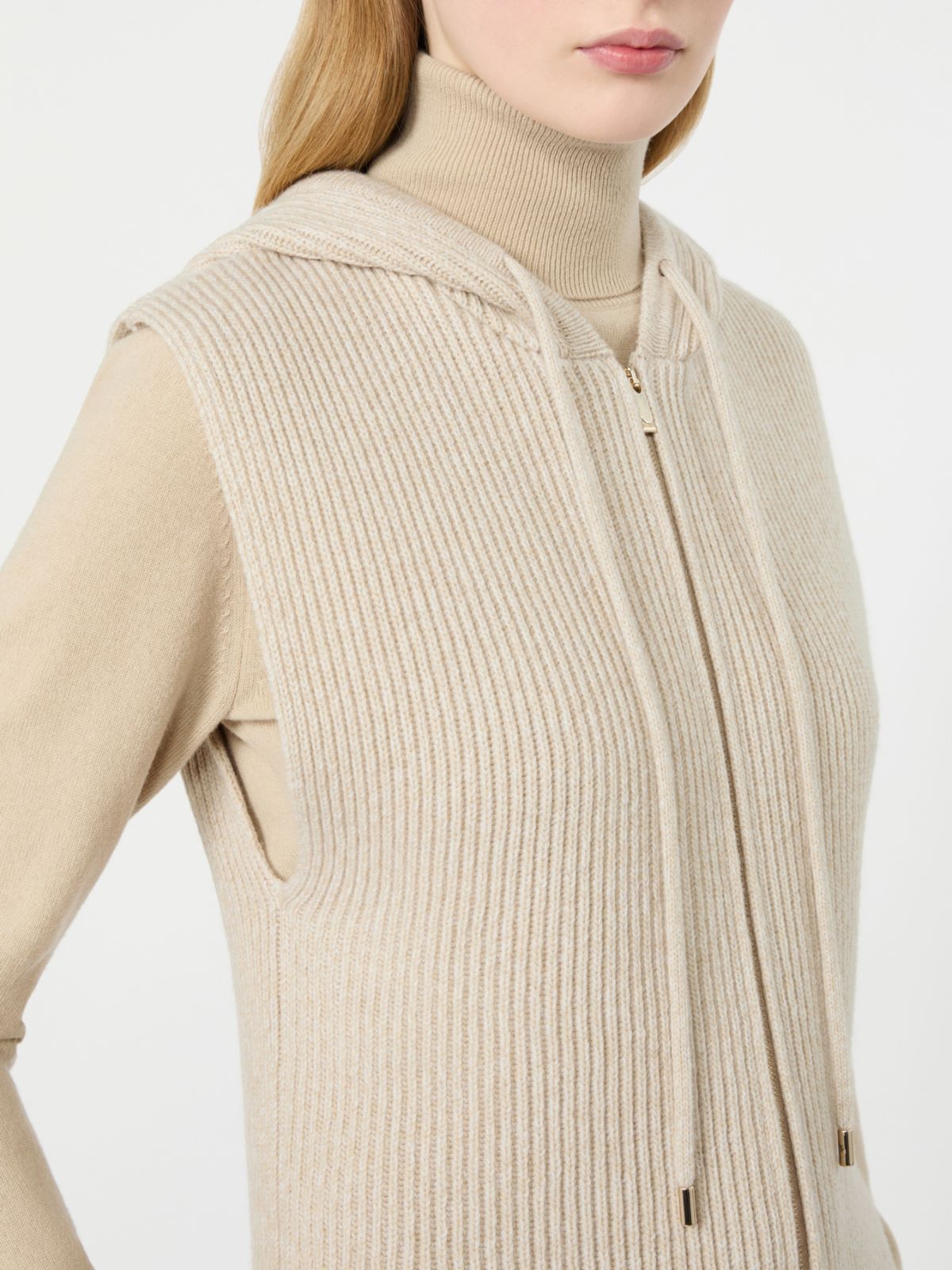 Wool and cashmere hooded gilet - BEIGE - Max Mara - 4