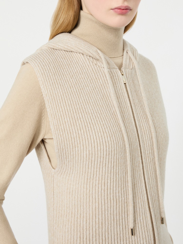 Wool and cashmere hooded gilet - BEIGE - Max Mara - 4