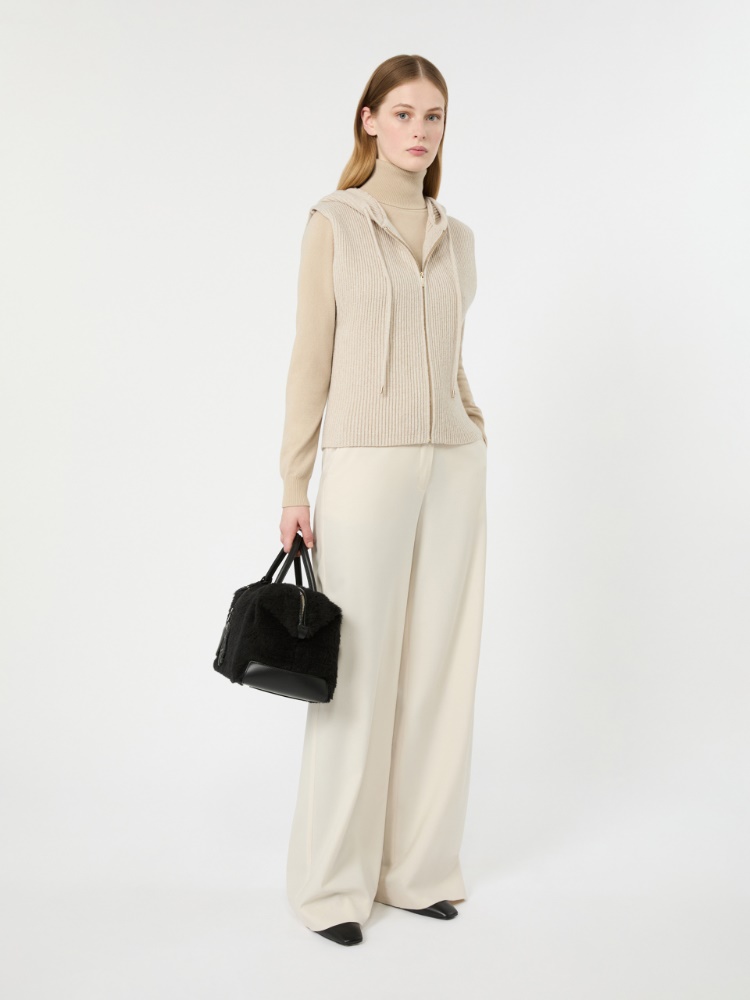 Wool and cashmere hooded gilet - BEIGE
