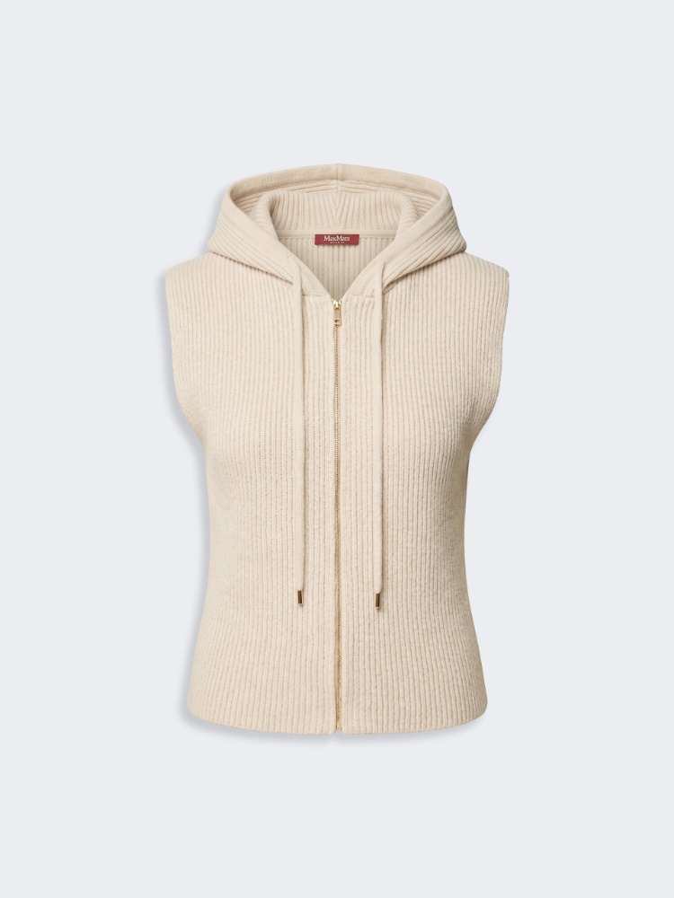 Wool and cashmere hooded gilet - BEIGE