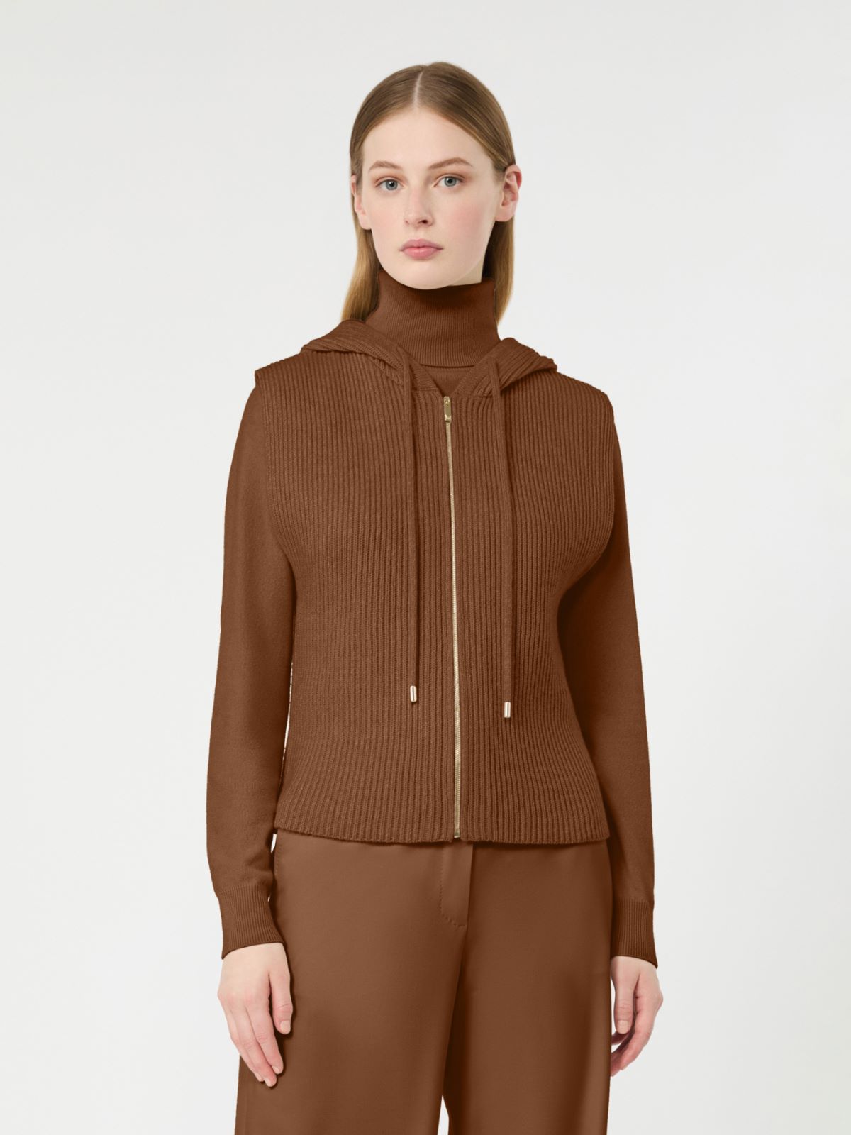 Wool and cashmere hooded gilet - TOBACCO - Max Mara - 2