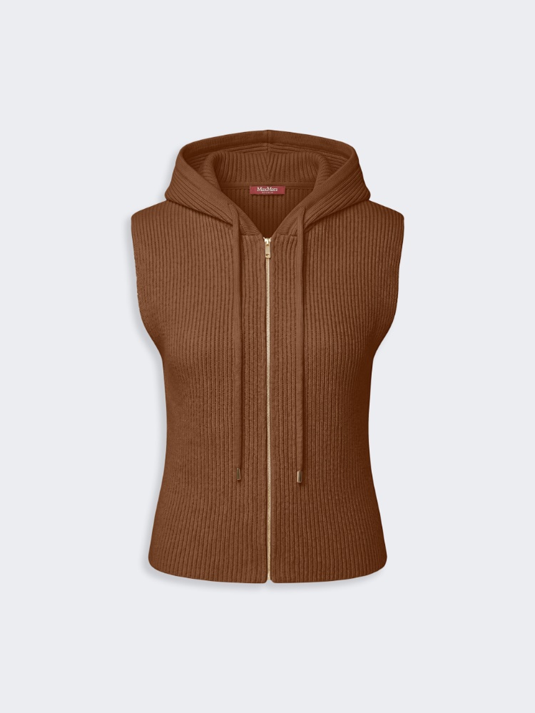 Wool and cashmere hooded gilet - TOBACCO - Max Mara - 5