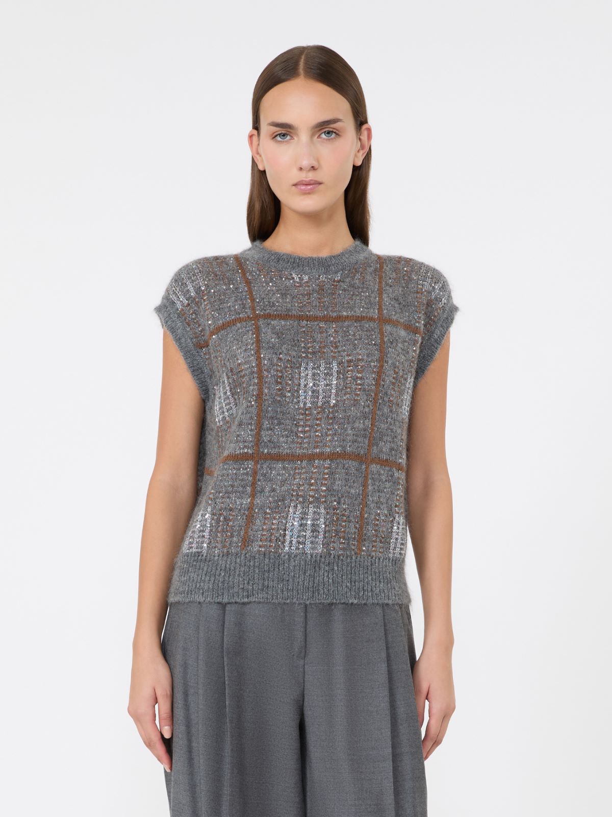 Wool, mohair and cashmere gilet - MEDIUM GREY - Max Mara - 2