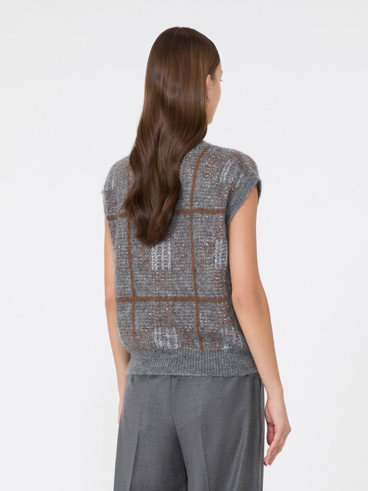 Wool, mohair and cashmere gilet - MEDIUM GREY - Max Mara - 3