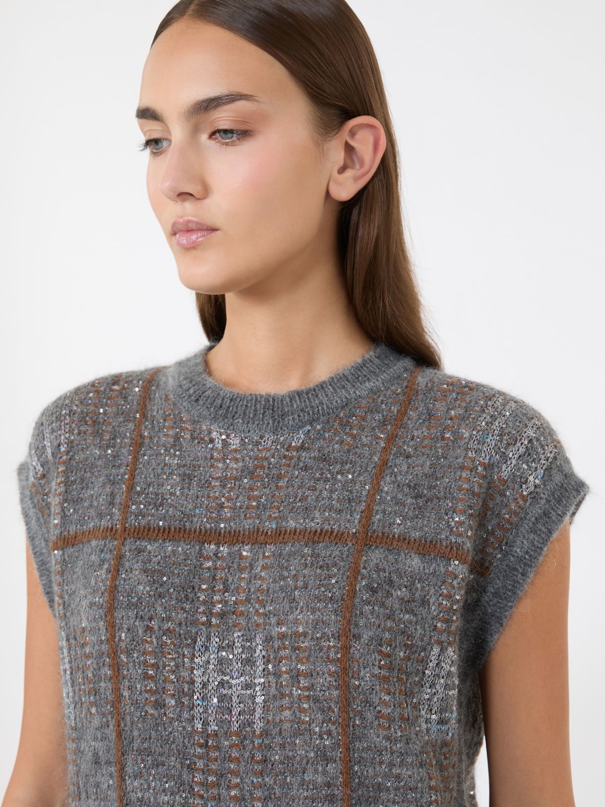 Wool, mohair and cashmere gilet - MEDIUM GREY - Max Mara - 4