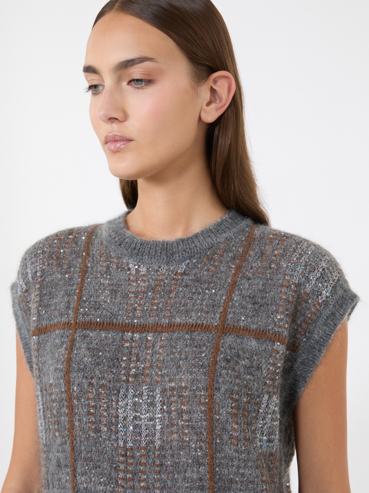Wool, mohair and cashmere gilet - MEDIUM GREY - Max Mara - 4
