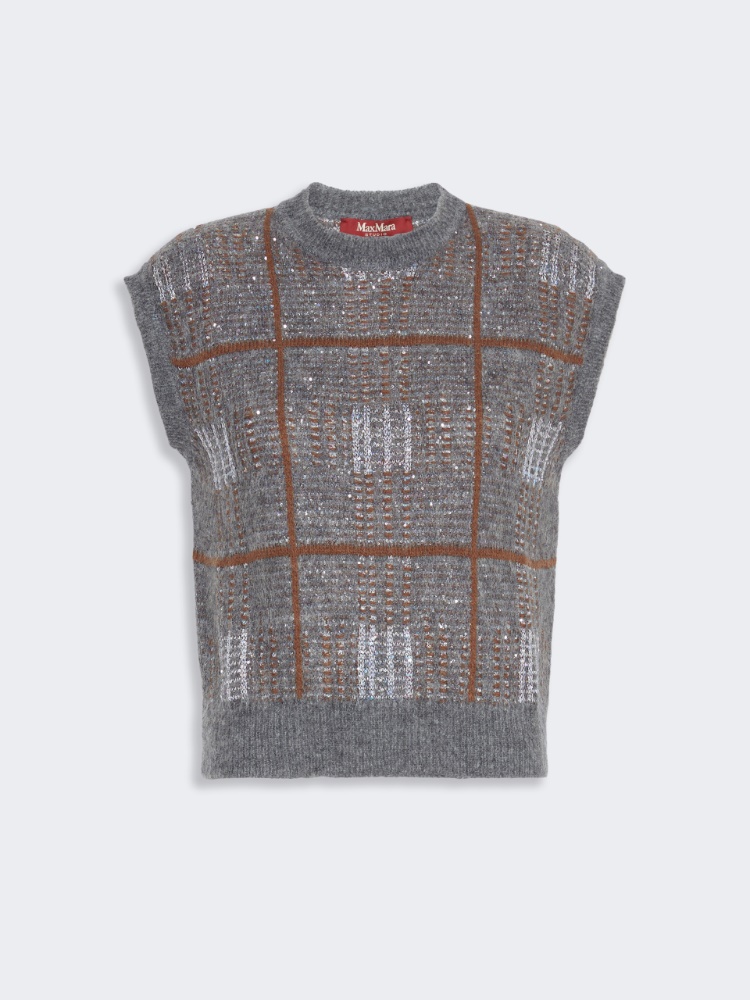 Wool, mohair and cashmere gilet - MEDIUM GREY