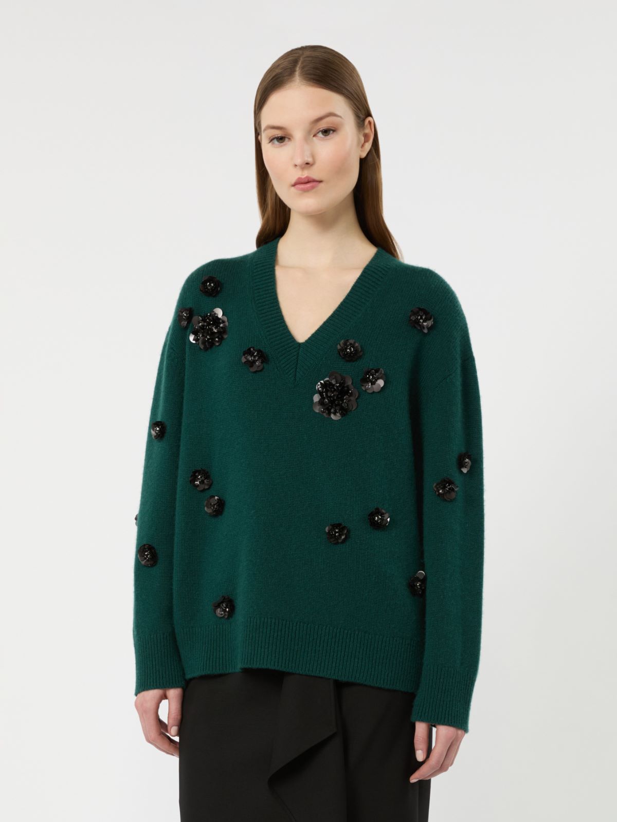 Wide-fit wool and cashmere sweater - GREEN - Max Mara - 2