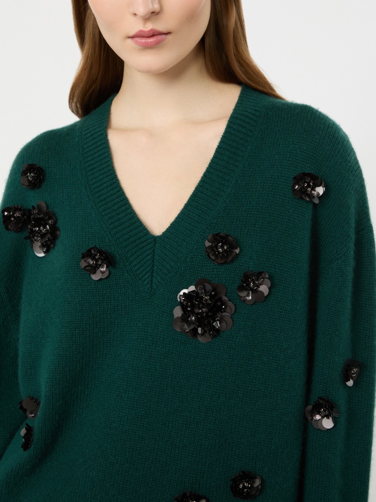 Wide-fit wool and cashmere sweater - GREEN - Max Mara - 4