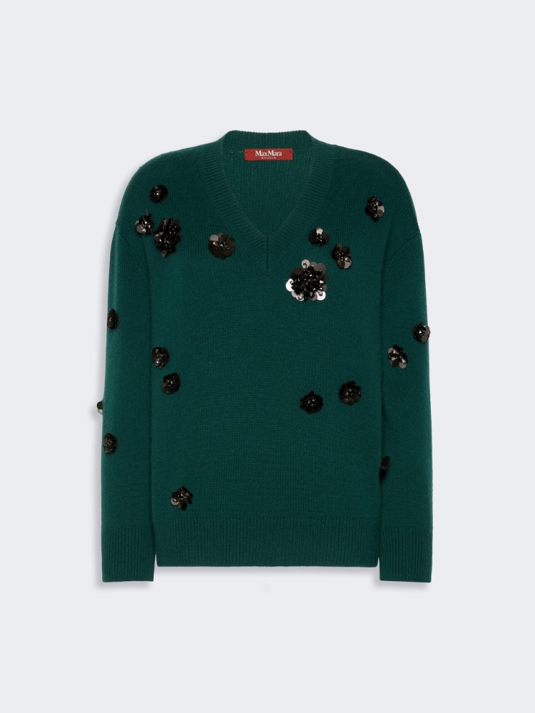 Wide-fit wool and cashmere sweater - GREEN