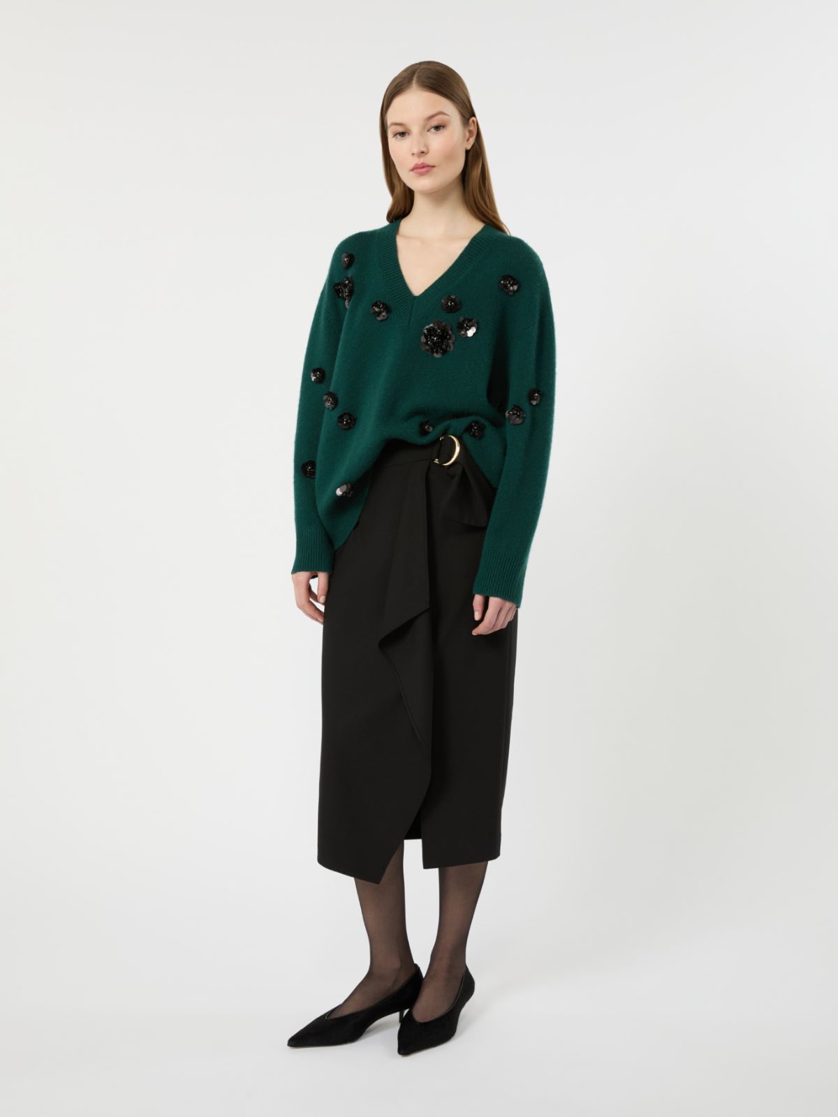 Wide-fit wool and cashmere sweater - GREEN - Max Mara