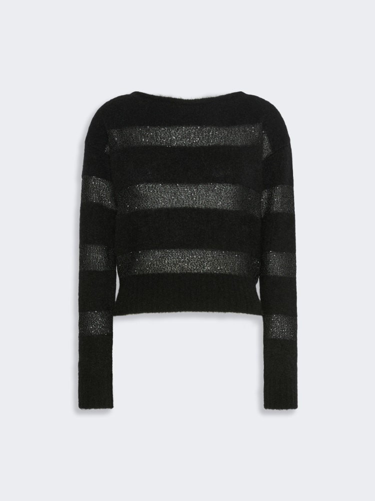 Relaxed-fit mohair yarn sweater - BLACK