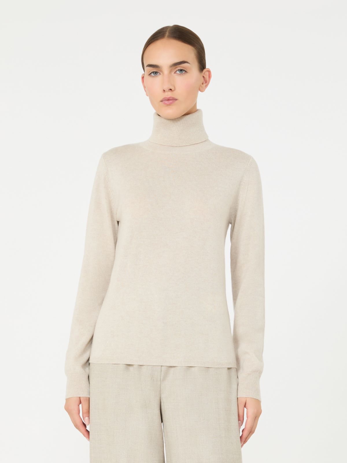 Wool and cashmere turtleneck sweater - BEIGE - Max Mara - 2