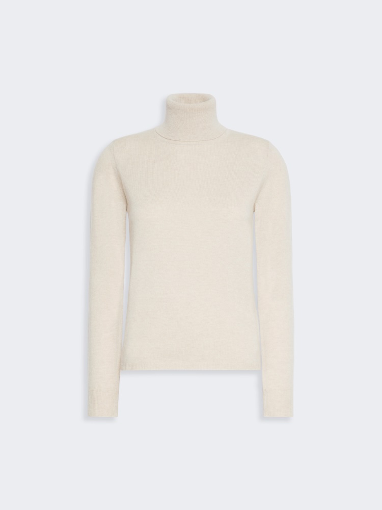 Wool and cashmere turtleneck sweater - BEIGE