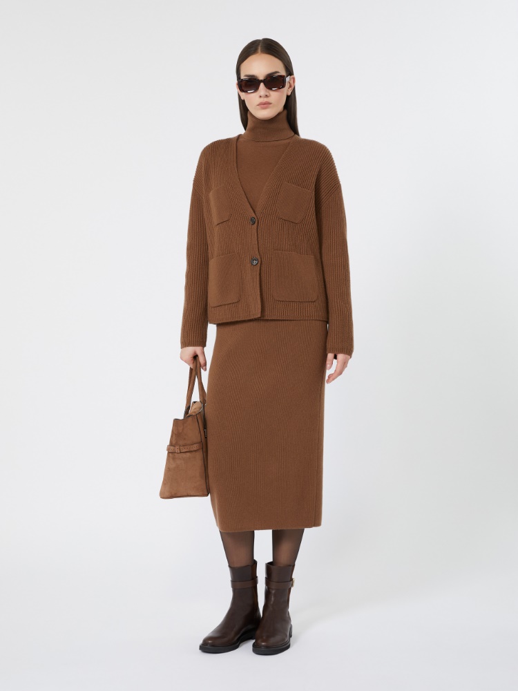 Wool and cashmere turtleneck sweater - TOBACCO