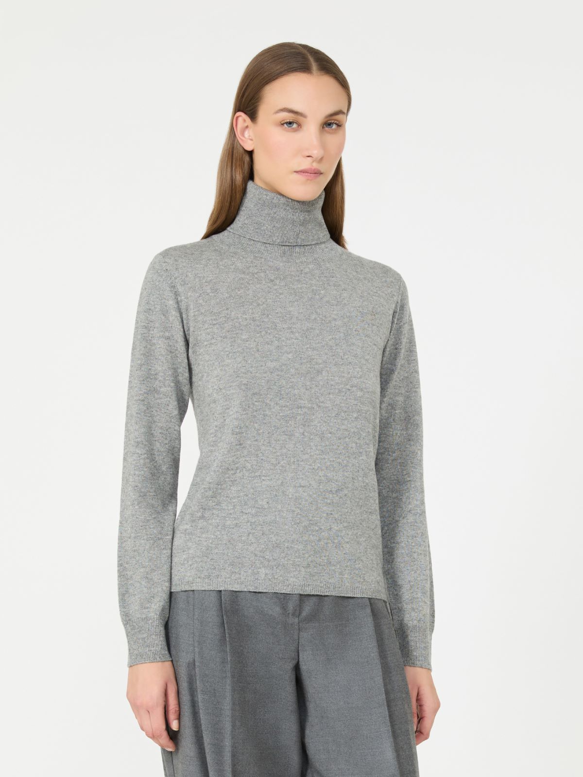 Wool and cashmere turtleneck sweater - MEDIUM GREY - Max Mara - 2
