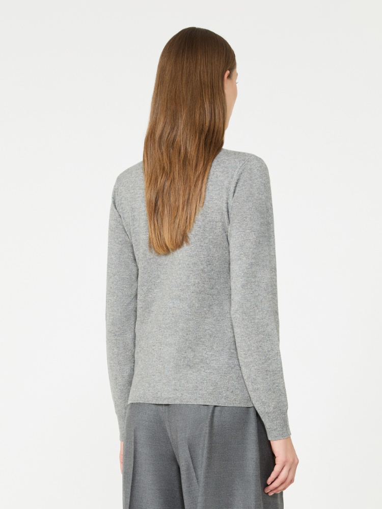 Wool and cashmere turtleneck sweater - MEDIUM GREY - Max Mara - 3
