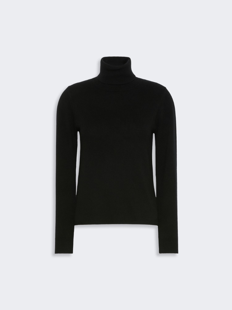 Wool and cashmere turtleneck sweater - BLACK