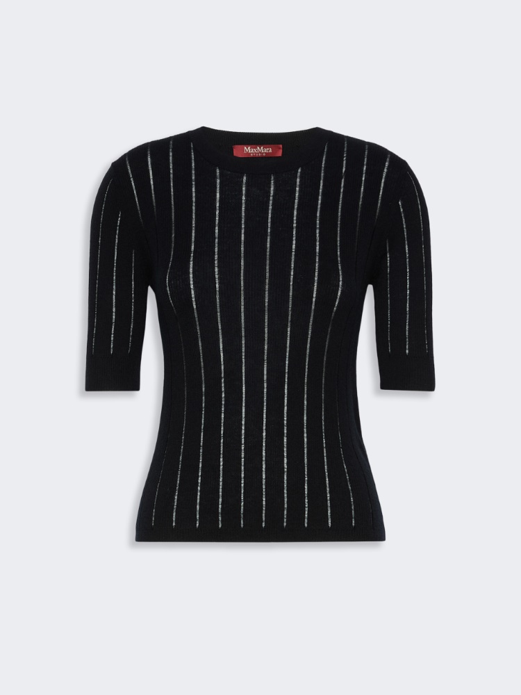 Slim-fit wool and silk sweater - NAVY