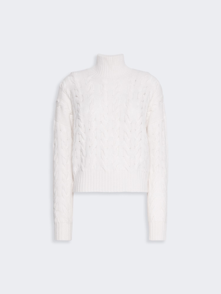 Comfortable wool and cashmere sweater - WHITE