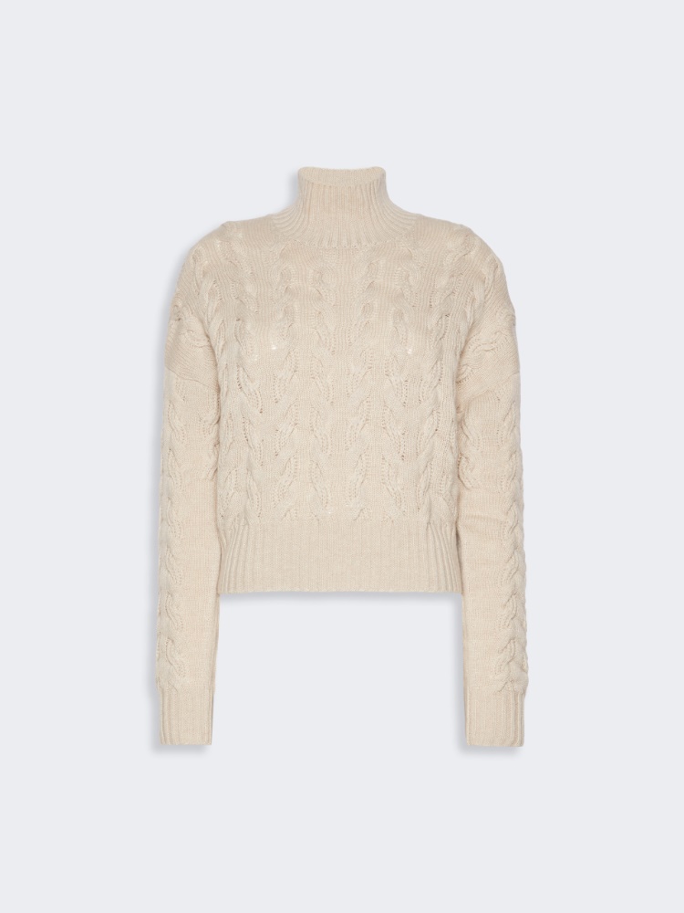 Comfortable wool and cashmere sweater - BEIGE