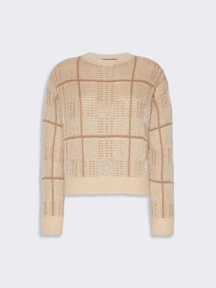 Boxy-fit wool, mohair and cashmere sweater - ECRU