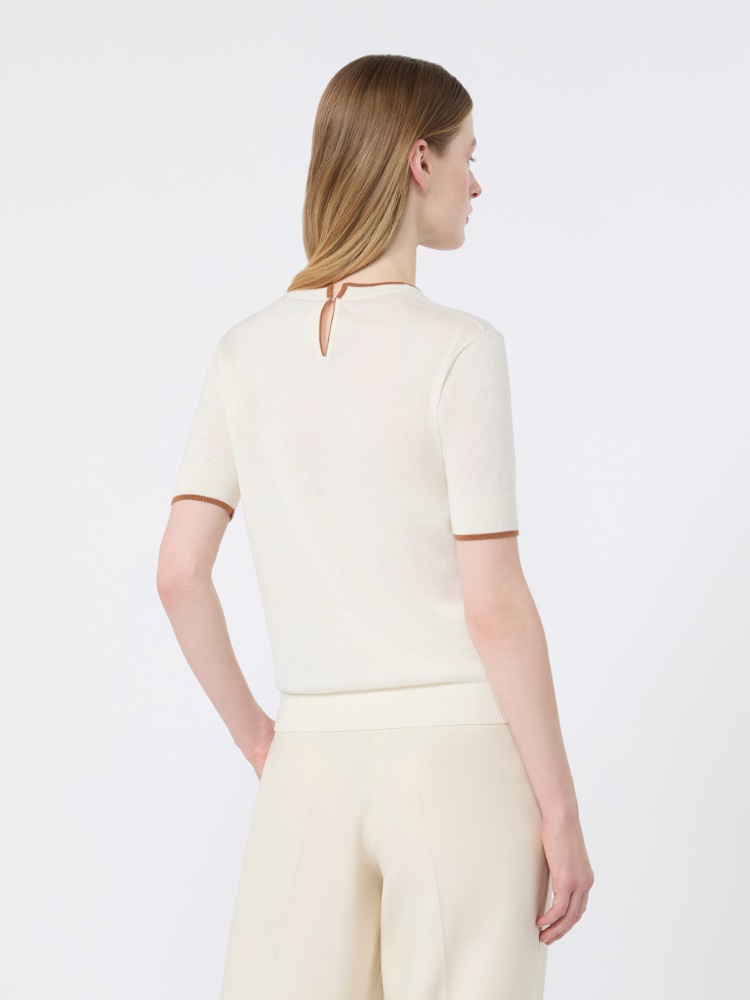 Wool and silk yarn sweater - WHITE - 3