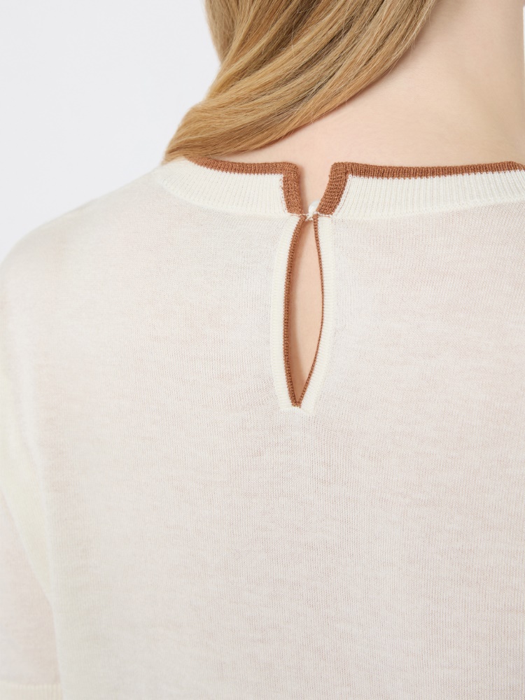 Wool and silk yarn sweater - WHITE - 4