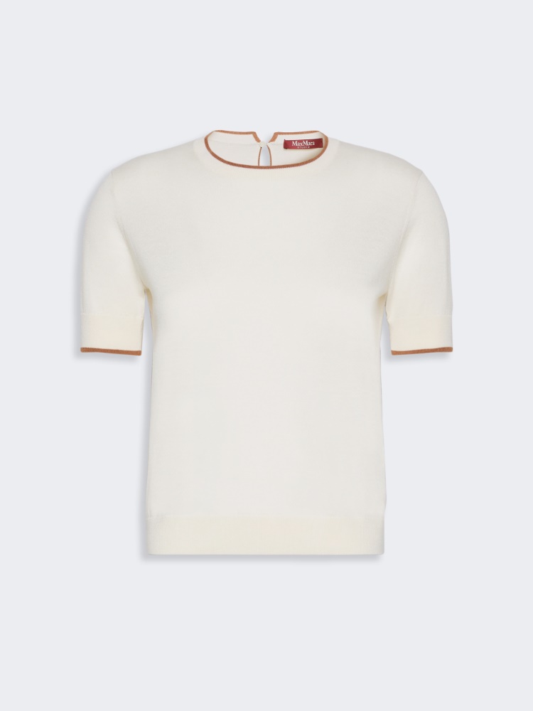 Wool and silk yarn sweater - WHITE - 5