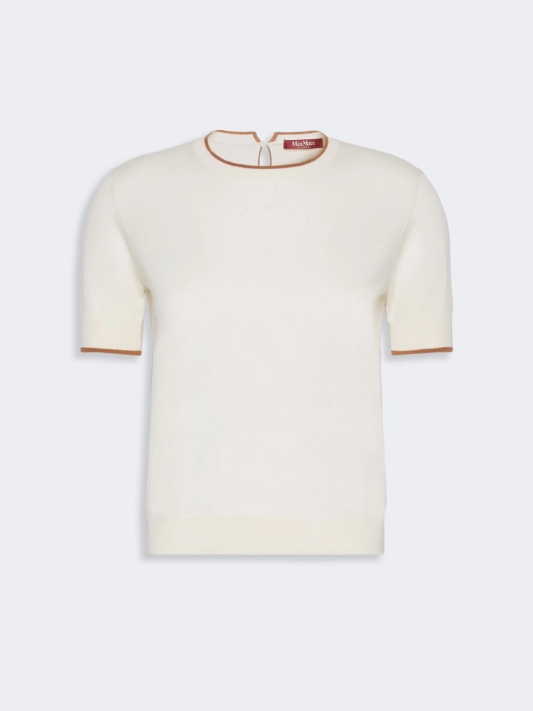 Wool and silk yarn sweater - WHITE