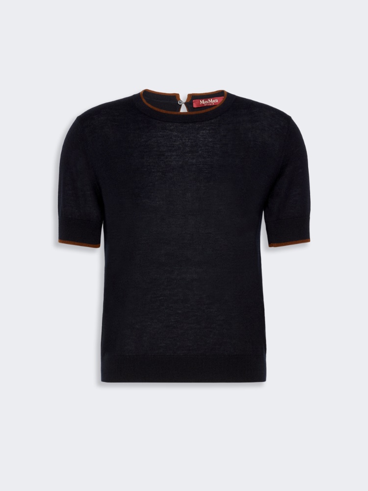 Wool and silk yarn sweater - NAVY