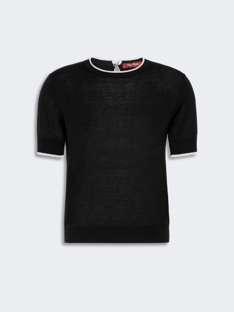 Pull en fil de laine et soie - NOIR BLANC - 4