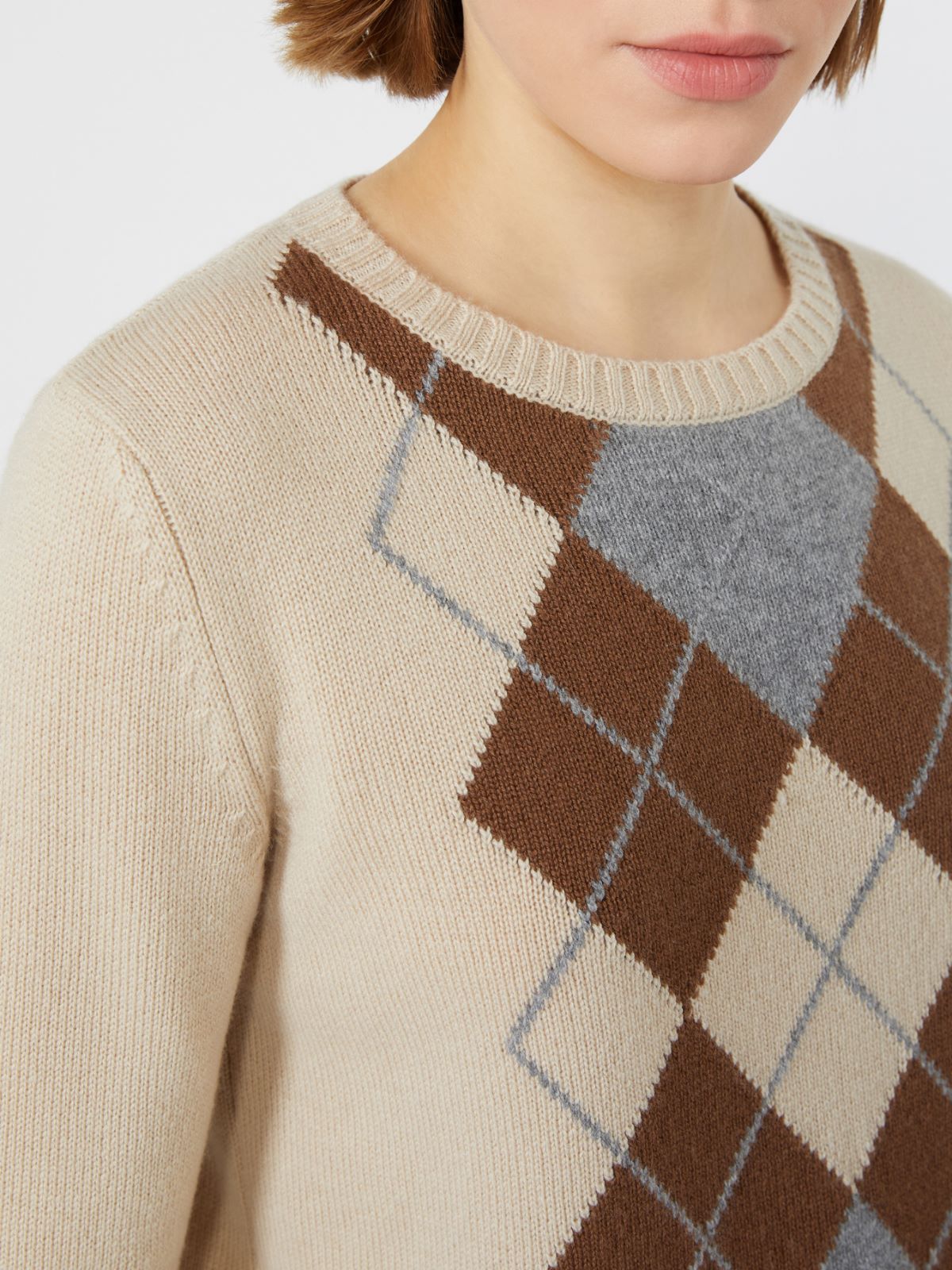 Argyle wool and cashmere sweater - ECRU - Max Mara - 4