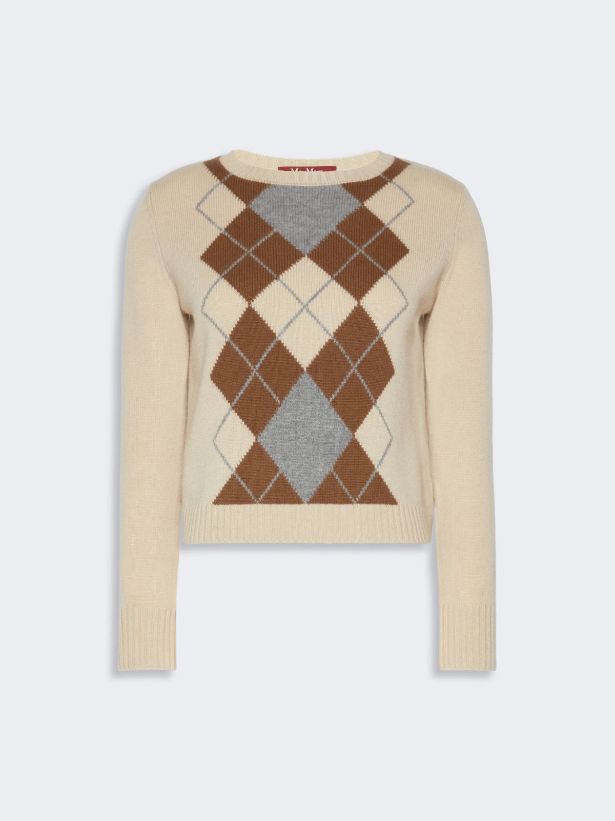 Argyle wool and cashmere sweater - ECRU - Max Mara - 5