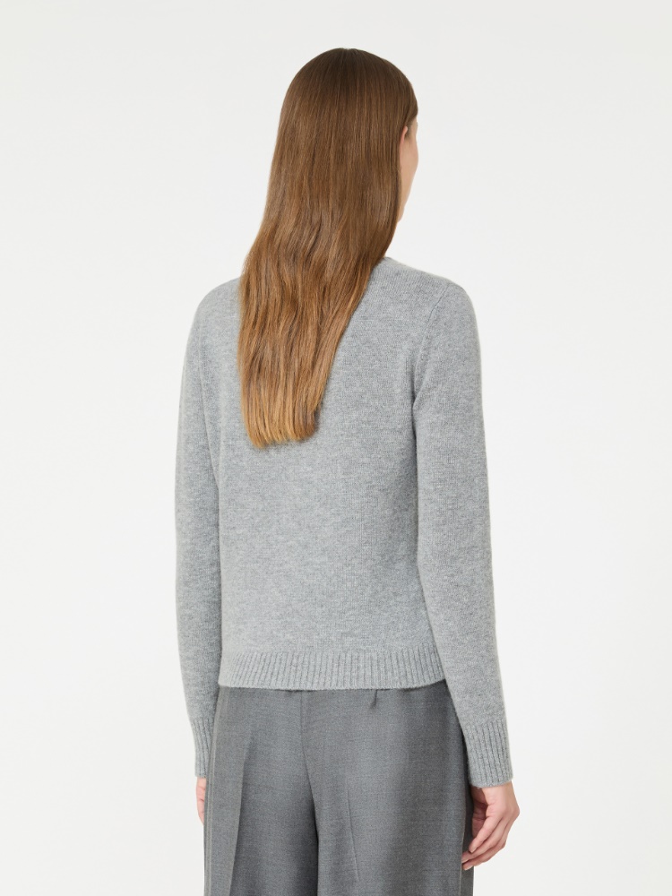 Argyle wool and cashmere sweater - LIGHT GREY - Max Mara - 3